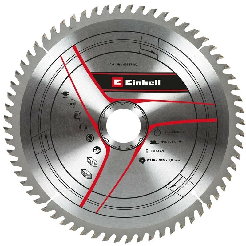 EINHELL Lame pour scie radiale diamètre 210x30x1,8 64 dents KWB