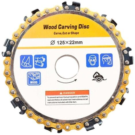 CREA Disque de scie à chaîne à 9 dents de 5 pouces et 22 mm de diamètre pour meuleuse d'angle, lame de scie circulaire à fente pour disque de scie à chaîne pour le travail du bois