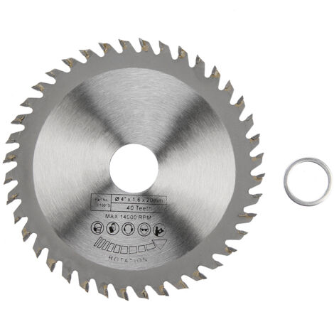 Disque de scie circulaire TCT 110mm 40 dents pour coupe bois, lame carbure 1,6mm alésage 20mm