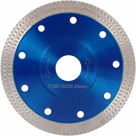 Disque de scie diamant 115 mm , disque turbo circulaire super fin pour meuleuse d'angle, coupe de porcelaine, carrelage, granit, marbre, céramique, béton renforcé, bleu, 115 mm，HANBING