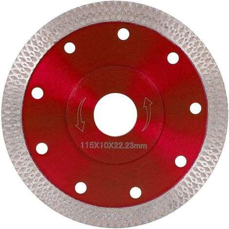 Disque de scie diamant 115 mm , disque turbo circulaire super fin pour meuleuse d'angle, coupe de porcelaine, carrelage, granit, marbre, céramique, béton renforcé,Rouge, 115 mm