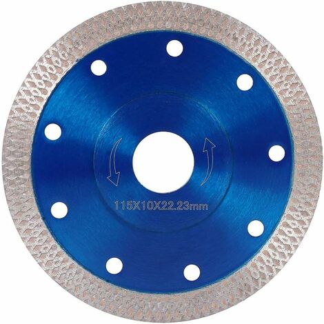 Disque de scie diamant 115 mm Triomphe, disque turbo circulaire super fin pour meuleuse d'angle, coupe de porcelaine, carrelage, granit, marbre, céramique, béton renforcé, bleu, 115 mm