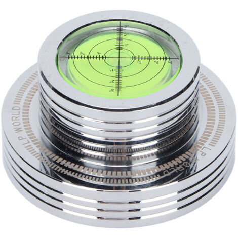 Disque de stabilisation pour tourne-disque avec niveau à bulle et serre-disque, compatible 50Hz, finition argentée