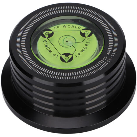 Disque de stabilisation pour tourne-disques en aluminium avec niveau à bulle, compatible 50Hz - Noir