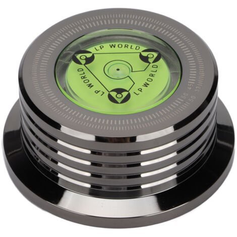 Disque de stabilisation pour tourne-disques, niveau à bulle intégré, serre-vinyles aluminium, 50Hz, noir brillant
