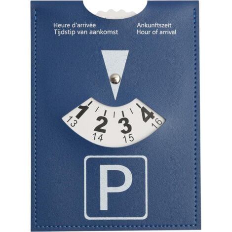 LARGEIGHT Disque de Stationnement Européen Luxe en Cuir Synthétique Soft-Touch, Applicable à Applicable à pour Voiture, Moto, Camping-Car, 10x13 cm,Bleu