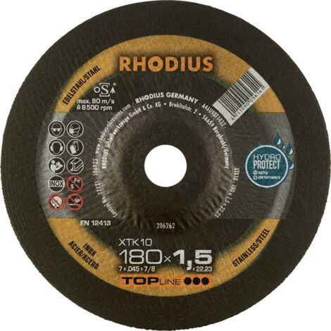 Lot De 10 Disques à ébarber Rhodius RS28 230 X 7,0 Mm - Pour Acier Inoxydable Et Acier, Grain Fin, Alésage 22,23 Mm