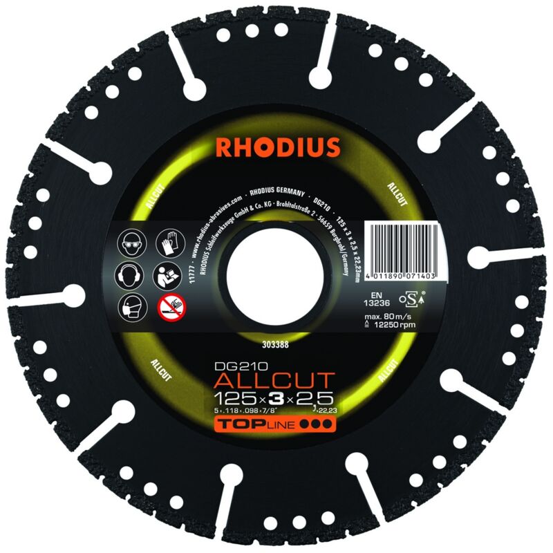 RHODIUS  - Disque de tron&ccedil;onneuse diamant&eacute; DG210 allcut &Oslash;125 mm C52390