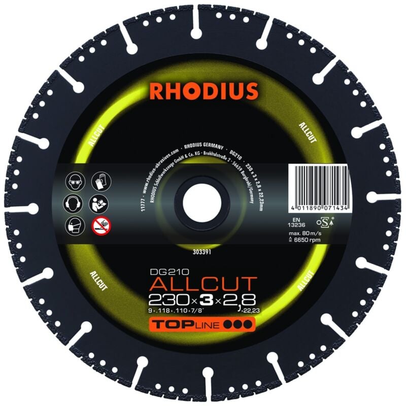 Rhodius - Disque de tronconnage diamant - topline - DG210 Allcut - 230 x 3,0 x 2,8 x 22,23mm