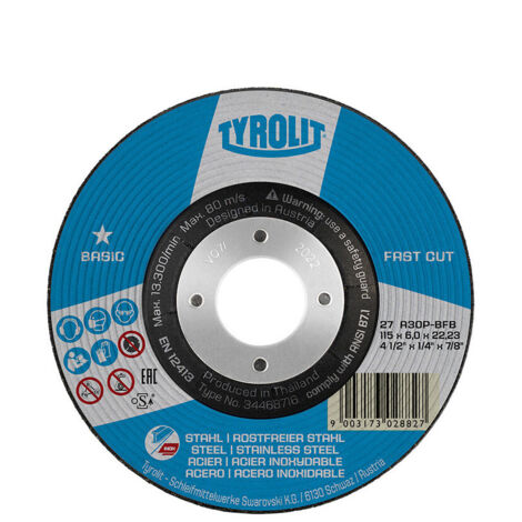 Disque dégrossissage 27C Ø115x6x22,23 A30P-BFB Tyrolit