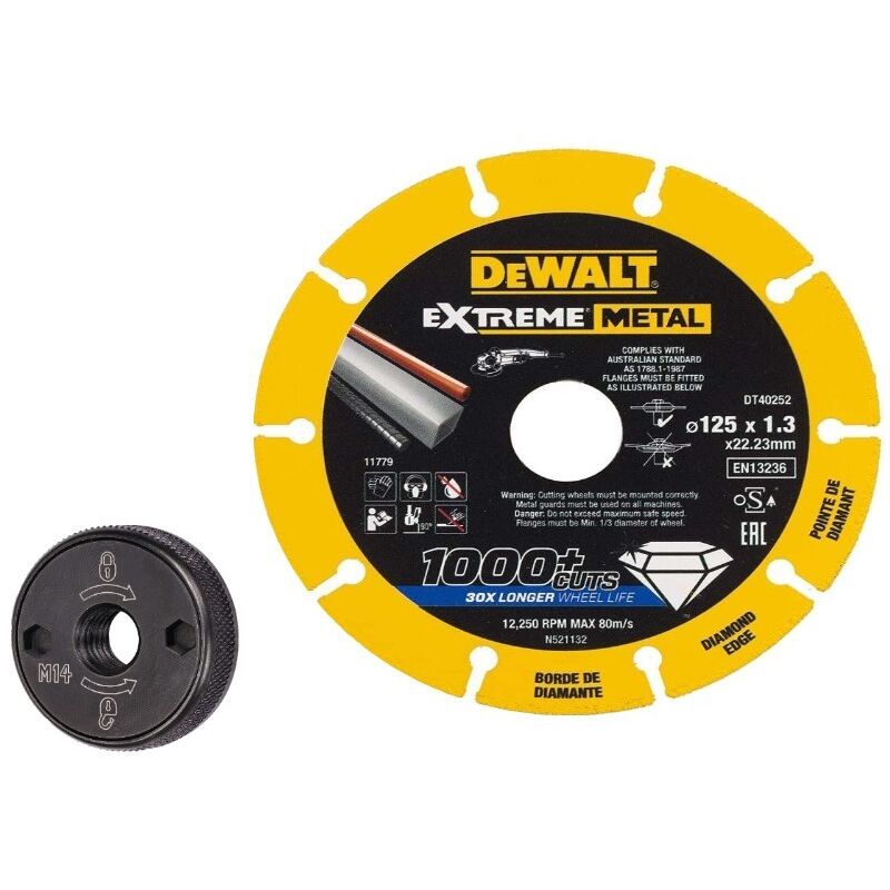 Dewalt - Disque DT40252 métal 125mm + écrou à serrage rapide DT3559