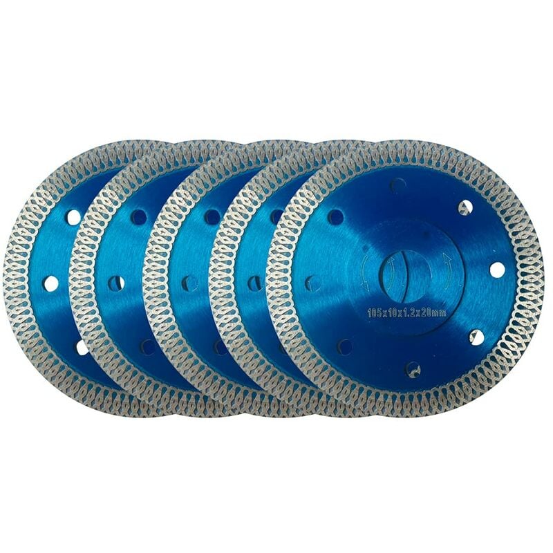Disque Diamant 105mm, Lot de 5 Disque à Tronçonner Diamanté Ø105 x 1,2 mm x 22,23 mm, pour Meuleuse d'angle, Coupe de Porcelaine, Carrelage, Granit,