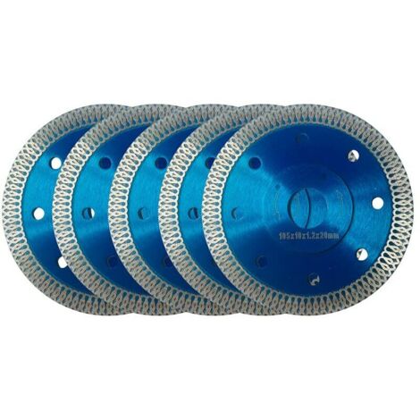 Disque Diamant 105mm, Lot de 5 Disque à Tronçonner Diamanté Ø105 x 1,2 mm x 22,23 mm, pour Meuleuse d'angle, Coupe de Porcelaine, Carrelage, Granit, Marbre, Céramique, Béton Renforcé, Bleu (Ø 105 mm)