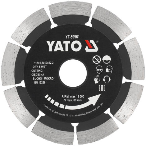 Disque diamant 115mm 10mm tronconner beton pierre materiaux a jante segmentee