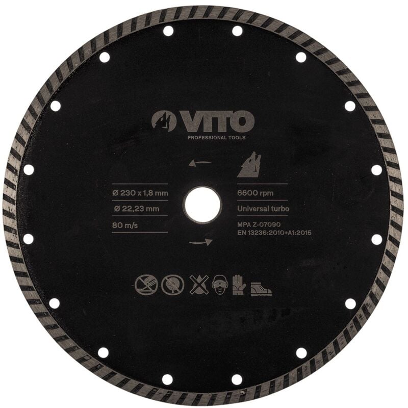 Vito - Disque diamant 230 mm Pierre Marbre Granit Alesage 22.5mm