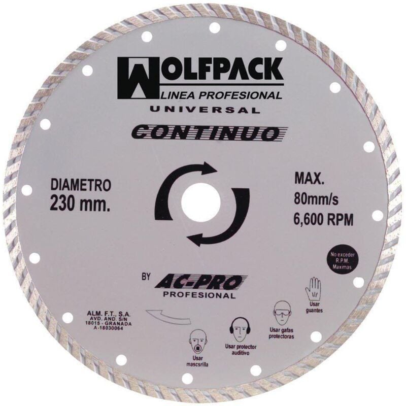 Wolfpack - Disque diamant 230 mm. Travail général continu