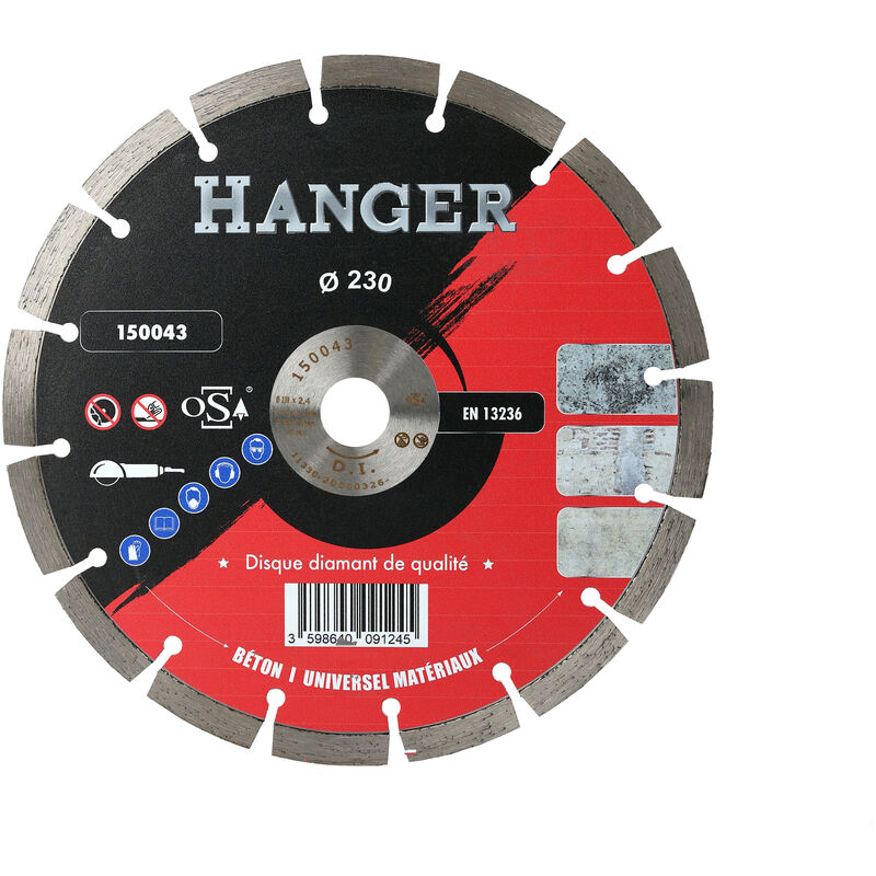 Hanger - Disque diamant béton universel 230mm segment 10mm 150043