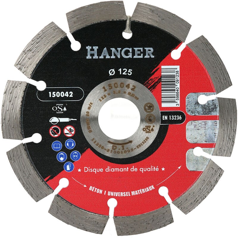 Disque diamant béton universel 125mm segment 10mm Hanger 150042