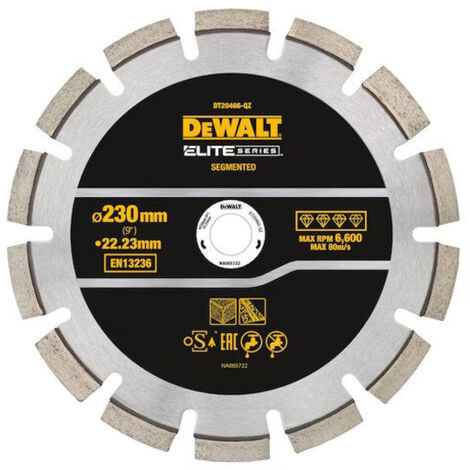 Disque diamant Ø230x22,23mm ELITE DEWALT DT20466-QZ pour béton asphalte