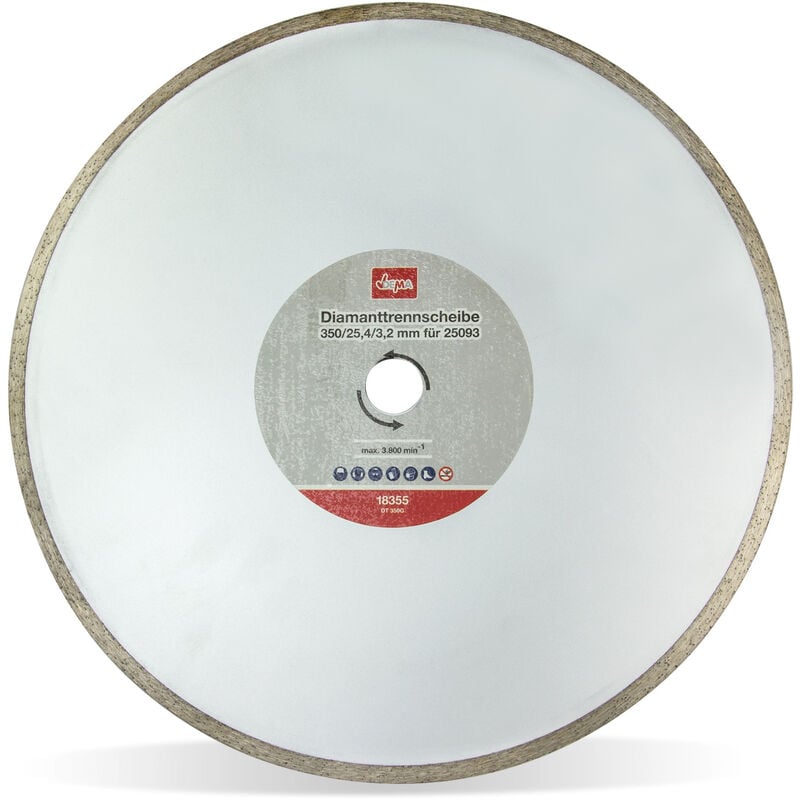 Dema - Disque diamant ø 350 mm - axe 25,4 mm - pour D25093 et D25094