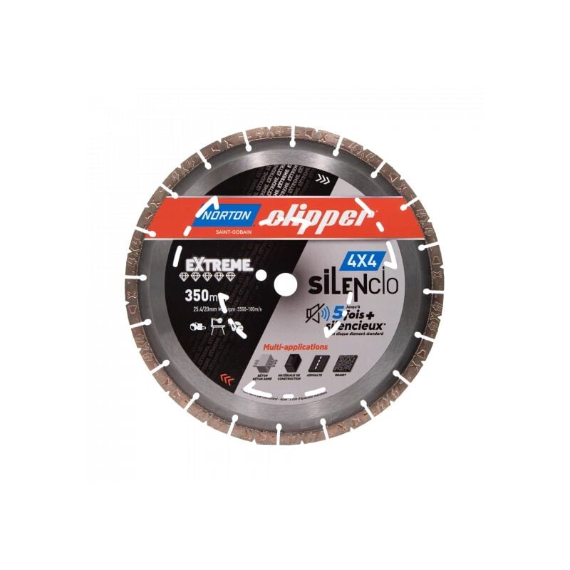 Norton - Disque diamant 4x4 extreme silencio Ø350 x 25.4mm clipper