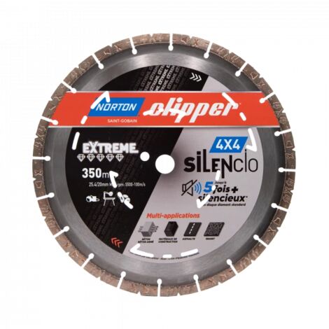 Disque diamant 4x4 EXTREME SILENCIO Ø350 x 25.4mm NORTON CLIPPER