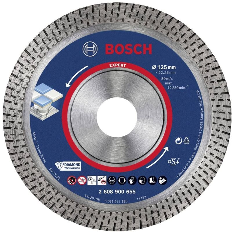 Bosch - Accessories 2608900655 expert HardCeramic Disque à tronçonner diamanté Diamètre 125 mm ø de perçage 22.23 mm Pier