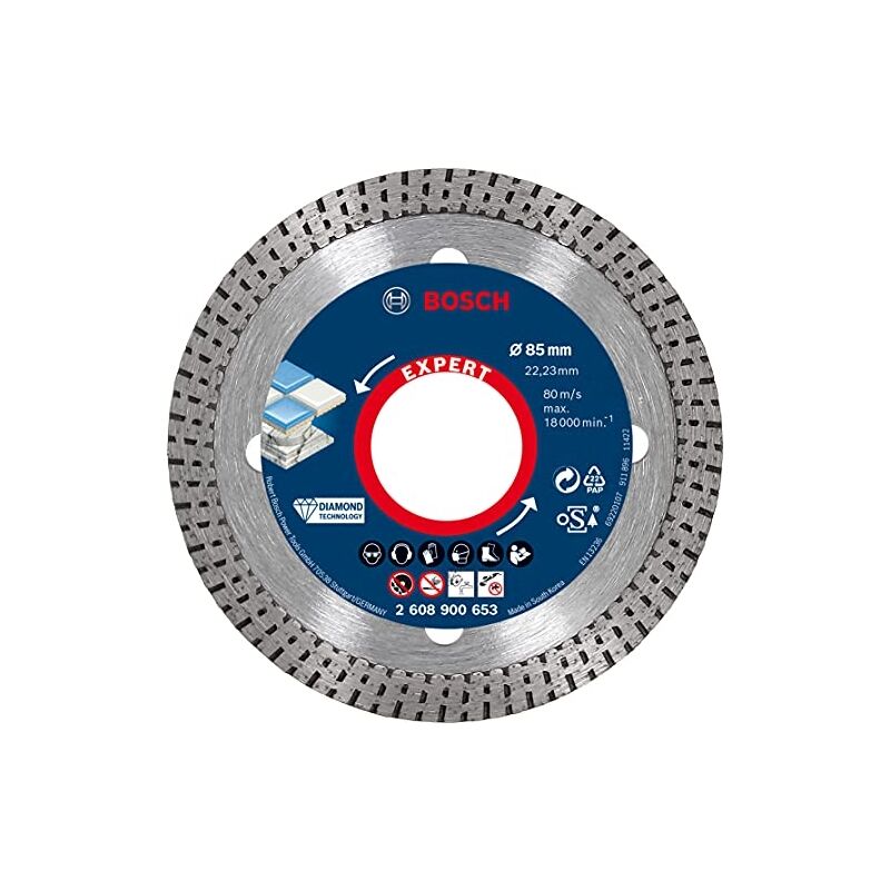 Bosch - professional 1X disques à tronçonner diamantés expert hardceramic (pour carrelages durs, pierre dure, ø 85 mm, accessoires