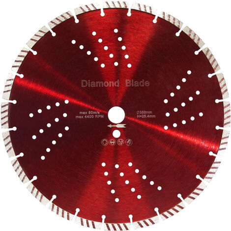 Disque diamant à tronçonner Ø350mm Alésage 25,4mm Disque universel 10mm Carrelage Segment Turbo