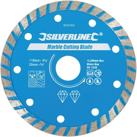 Disque diamant à tronçonner le marbre 110 x 20 mm à bordure continue crénelée