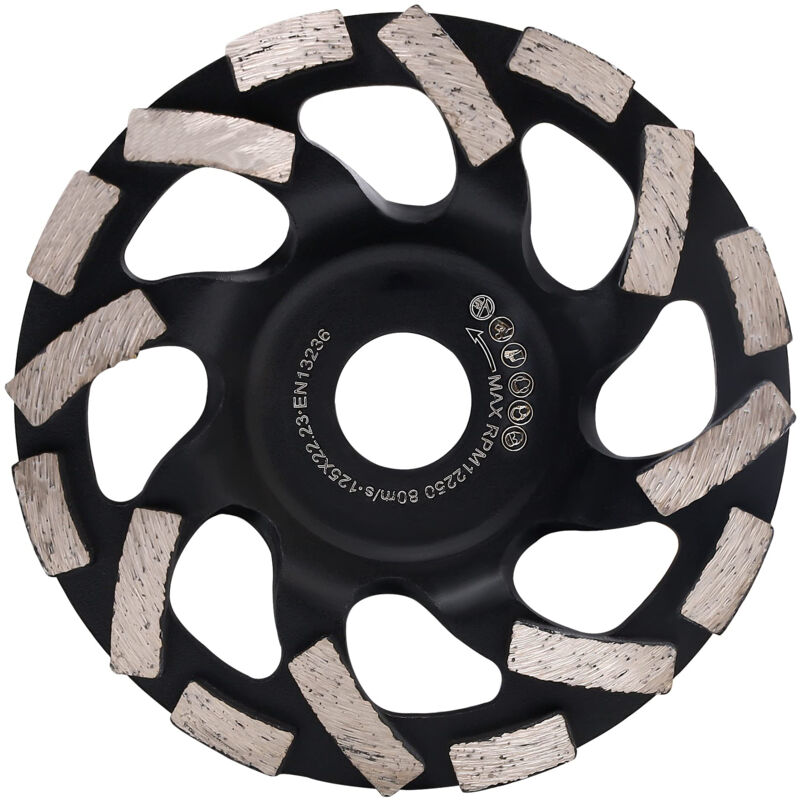 Freosen – Disque diamant pour meuleuse 125mm – Meulage béton, pierre, granit – Ouvertures de ventilation pour évacuation poussière – 12 250 tr/min