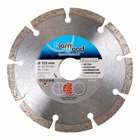 Disque diamant béton BUILDER D. 125 x Al. 22,23 x Ht. 7 mm - béton, parpaings, matériaux de construction - Diamwood