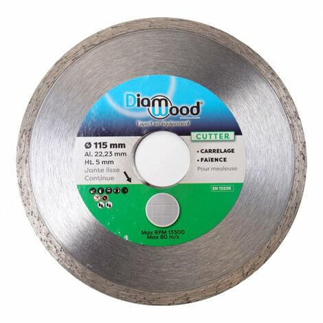 Disque diamant CUTTER D. 115 x Al. 22,23 x Ht. 5 mm - carrelage, faïence - Diamwood