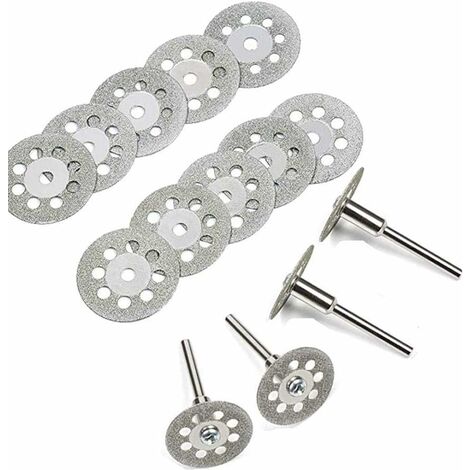 Disque Diamant de Coupe,10 Pièces 22mm Disques à Tronçonner Lame de Scie Circulaire Disque de Coupe Résine avec 4 Pièces Mandrins Tiges Outil Rotatif 3mm Mandrins pour Pierres Bois Verre Métal,Ternel