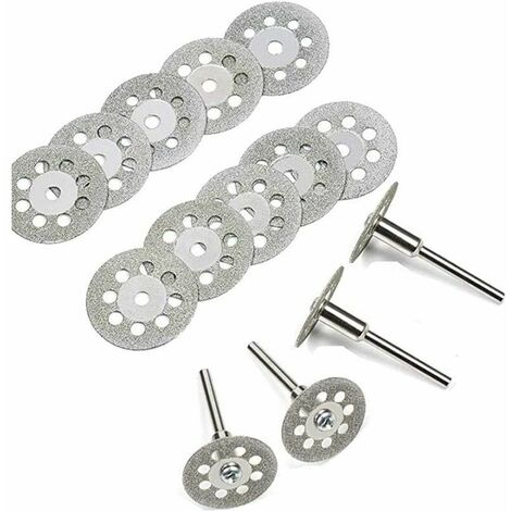 Disque Diamant de Coupe,30 Pièces 22mm Disques à Tronçonner Lame de Scie Circulaire Disque de Coupe Résine avec 6 Pièces Mandrins Tiges Outil Rotatif 3mm Mandrins pour Pierres Bois Verre Métal