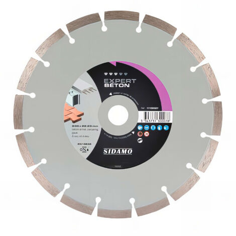Disque diamant EXPERT BÉTON pour tronçonnage à sec et à eau de béton armé, parpaing, pavé SIDAMO - 11130007