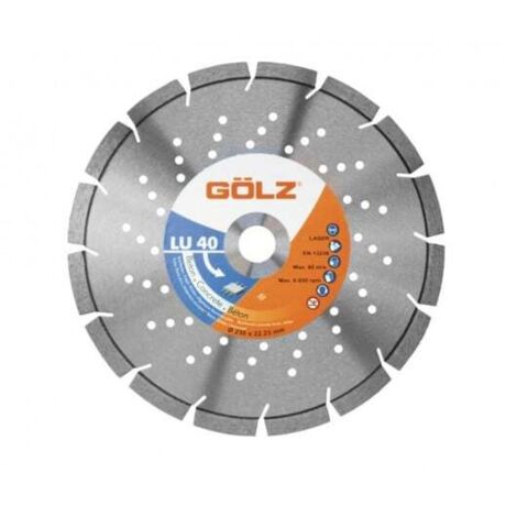 Disque Diamant GÖLZ LU40 230mm pour Béton Armé & Meuleuse - alésage 22.23 mm