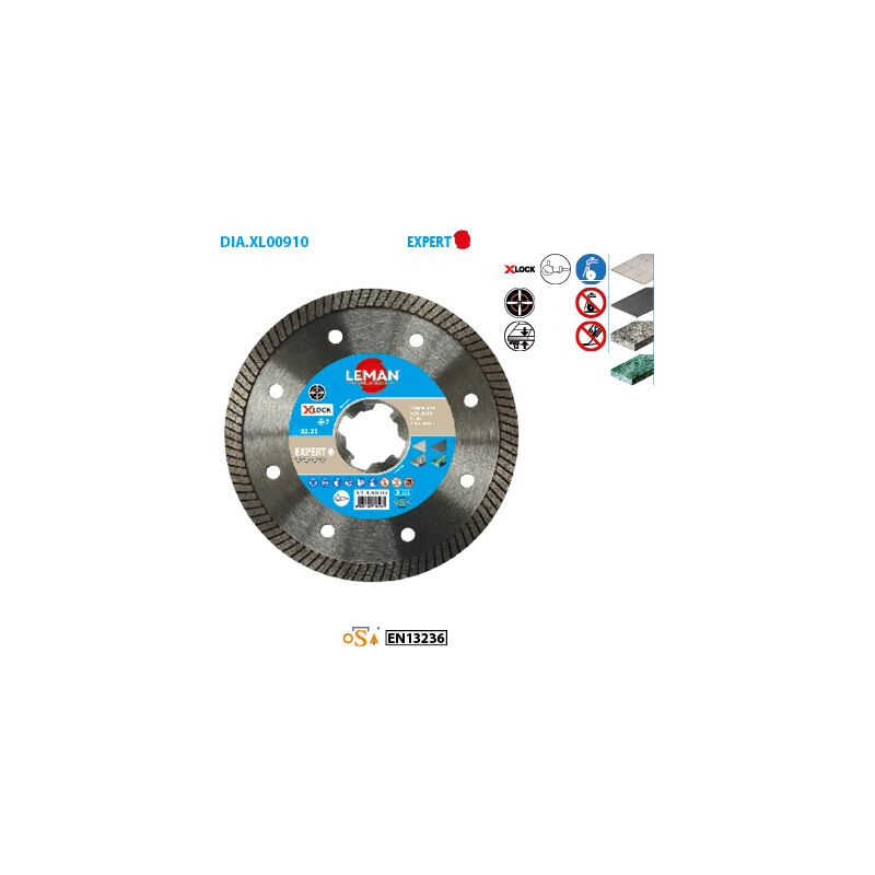 Leman - Disque diamant grès cérame xlock Expert ø 125 Alésage xlock Ep. 1,4mm