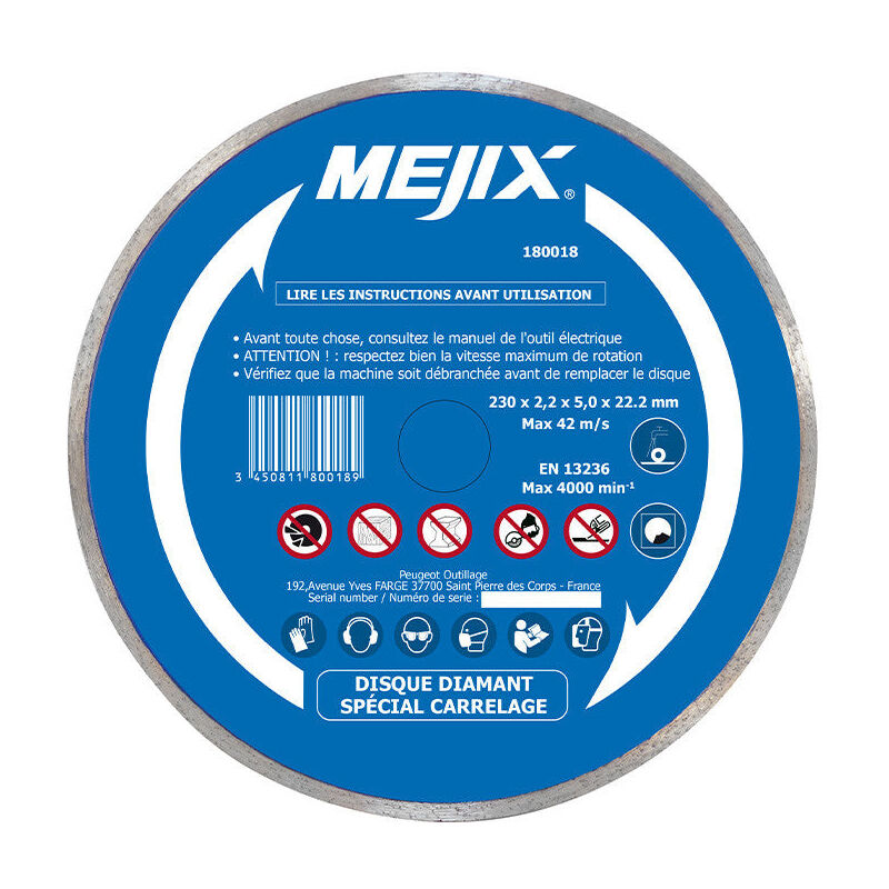 Mejix - Disque diamant 180018 - 230 mm br 25.4/22.2 mm