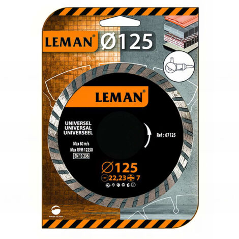 DISQUE DIAMANT JC UNIVERSEL 125X22.23 HT7 Jante continue - 67125 - LEMAN