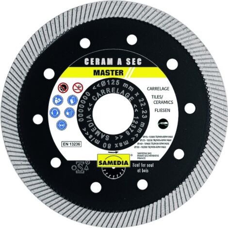 Disque diamant MASTER CERAM A SEC - Ø 125 mm - Ø alésage 22.2 mm - SAMEDIA