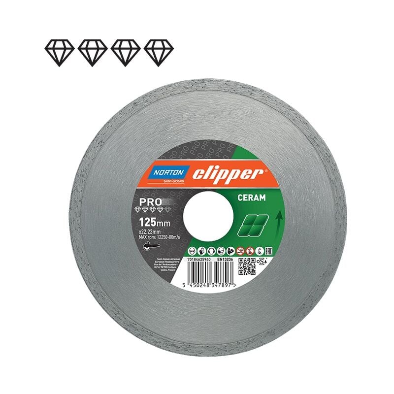 Norton - clipper 70184625097 md 120C disques diamant 250 x 3 mm gris/argent