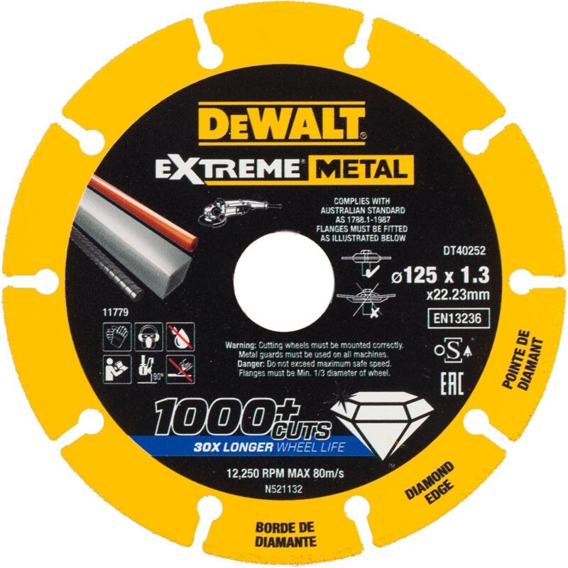 Disque diamant DEWALT METALMAX Extreme Metal 125 mm Coupes 1000+ Sécurité accrue Moins de poussière