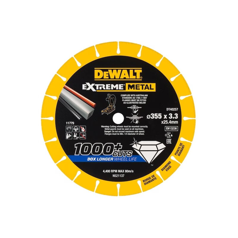 Disque Extreme Métal 355 x 25.4 x 3.3 mm DEWALT DT40257 QZ