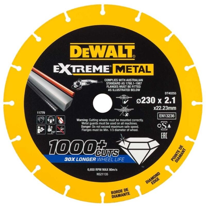 Dewalt DT40255-QZ Disque Diamant Extreme Métal 230X1.5 mm