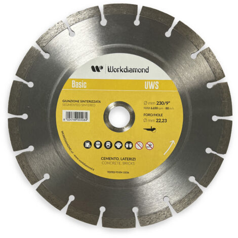 Disque diamant multi usages coupe a sec et humide 230 mm