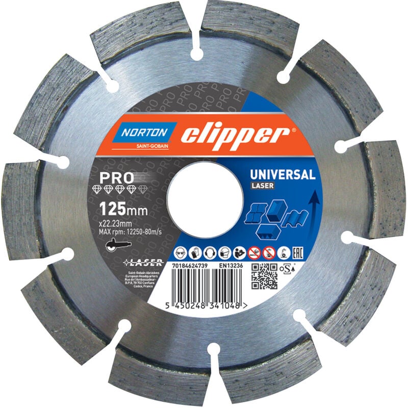 Norton - disque diamant euro zml evo ø 125MM alésage 22.23 mm- 70184607684
