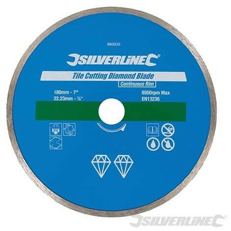 Silverline - Disque diamant à tronçonner le carrelage 180 x 22,2 mm