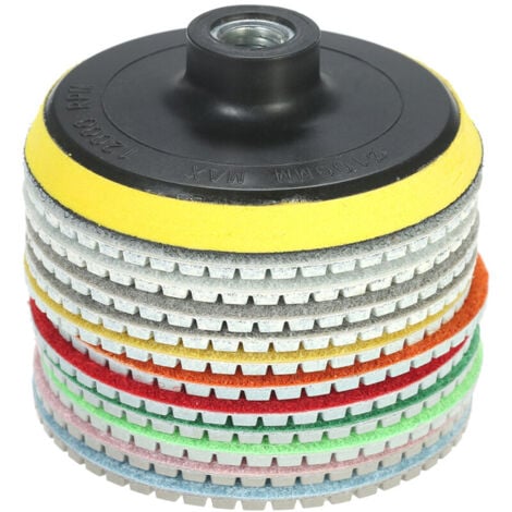 Disque diamant pour meuleuse 11 pièces 4 pouces diamant tampons de polissage humides disque de meulage + 1 tampon de support pour granit marbre pierre carreaux de céramique béton,