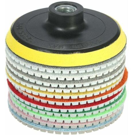Disque diamant pour meuleuse 11 pièces 4 pouces diamant tampons de polissage humides disque de meulage + 1 tampon de support pour granit marbre pierre carreaux de céramique béton,,de DEBUNS